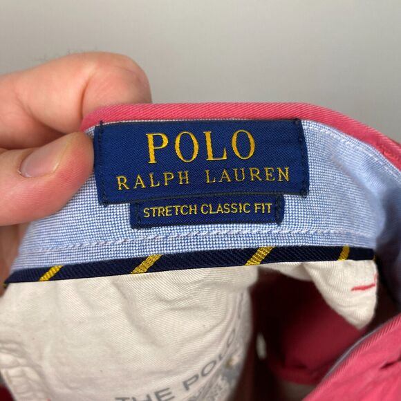 Polo Ralph Lauren Shorts Men 34 Red Khaki‎ Chino Solid Stretch Classic Fit EUC - Picture 9 of 12